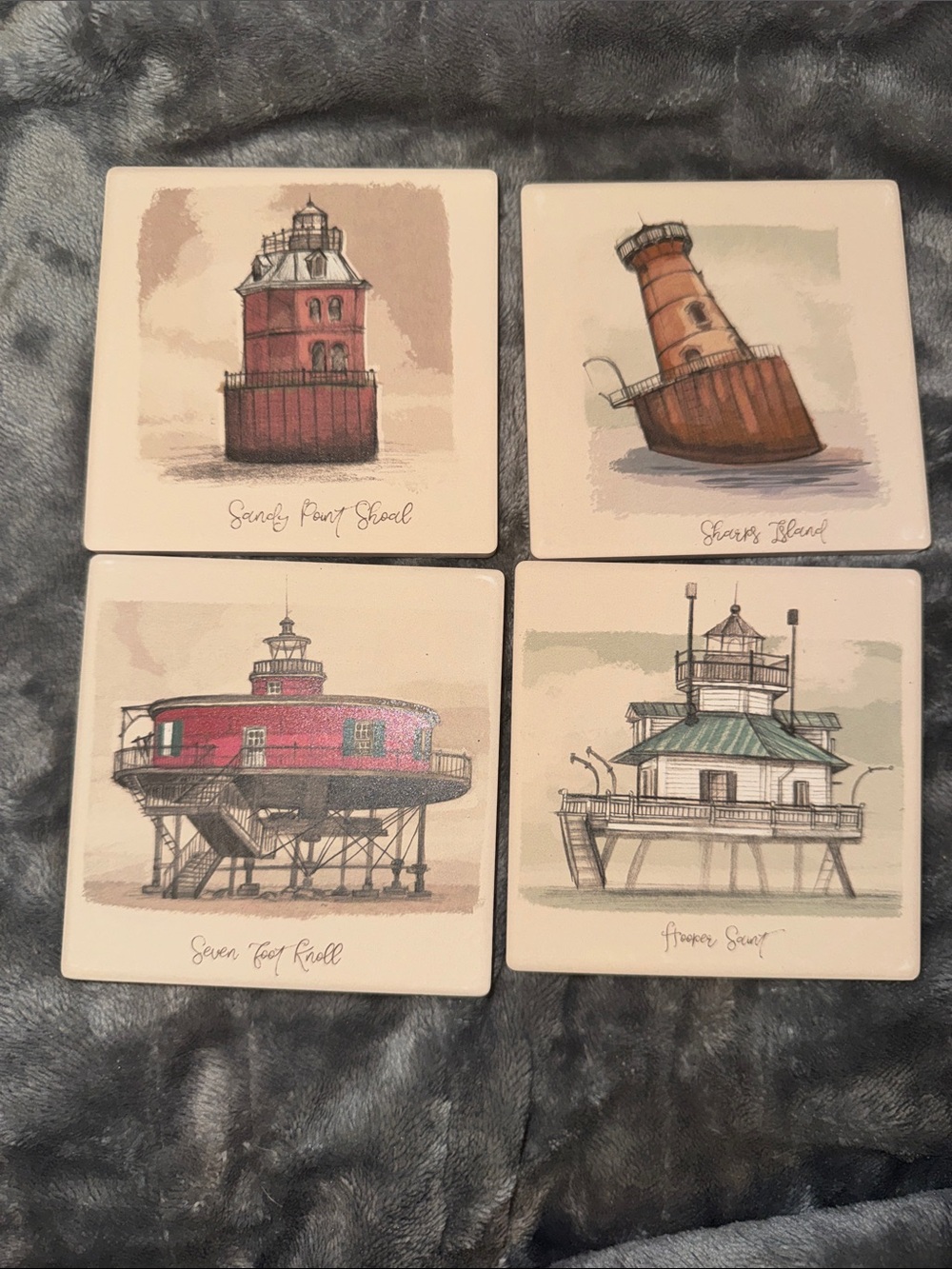 Maryland Lighthouse Coaster Set - 4 total